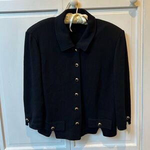 Vintage St. John Black Sweater with Gold Buttons